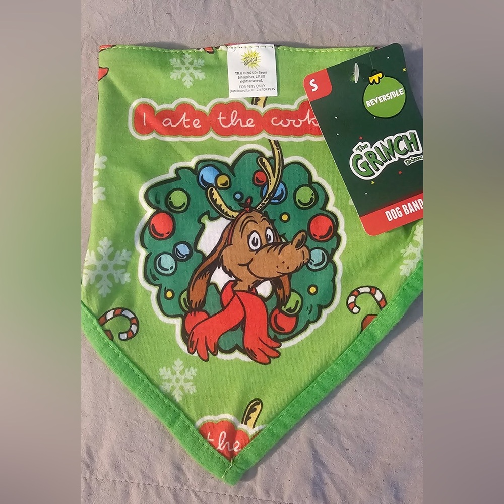 Pets + People Dr Seuss The Grinch Feast/Cookies Dog Bandana